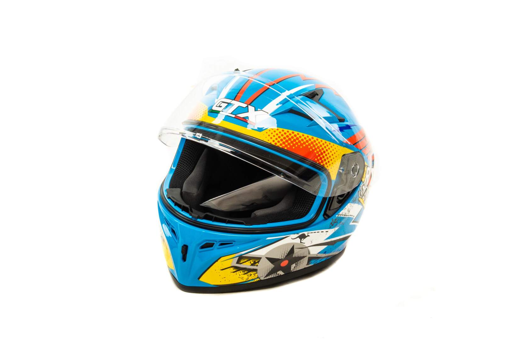 Шлем мото интеграл GTX 578S (M) #2 BLUE / ORANGE YELLOW подростковый (ML.15558)