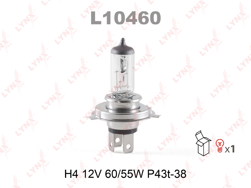 Купить L10460 Лампа H4 12V 60/55W P43T-38 LYNXauto в интернет магазине